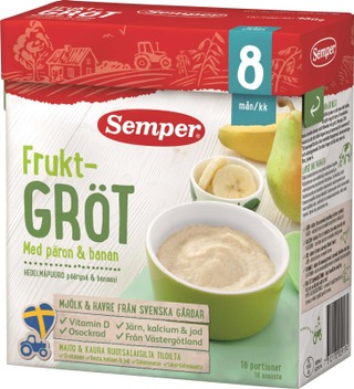 Semper fruit porridge pear banana 480g 8 months